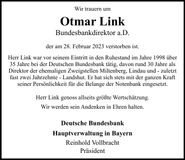 Traueranzeige Otmar Link