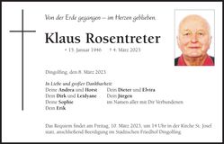 Traueranzeige Klaus Rosentreter