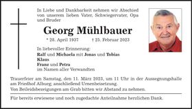 Traueranzeige Georg Mühlbauer
