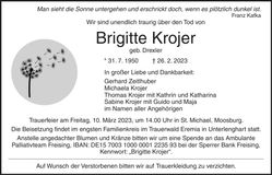 Traueranzeige Brigitte Krojer