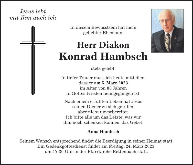 Traueranzeige Konrad Hambsch