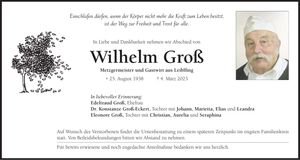 Traueranzeige Wilhelm Groß