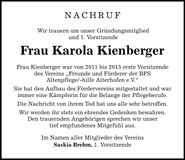 Traueranzeige Karola Kienberger