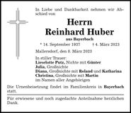 Traueranzeige Reinhard Huber