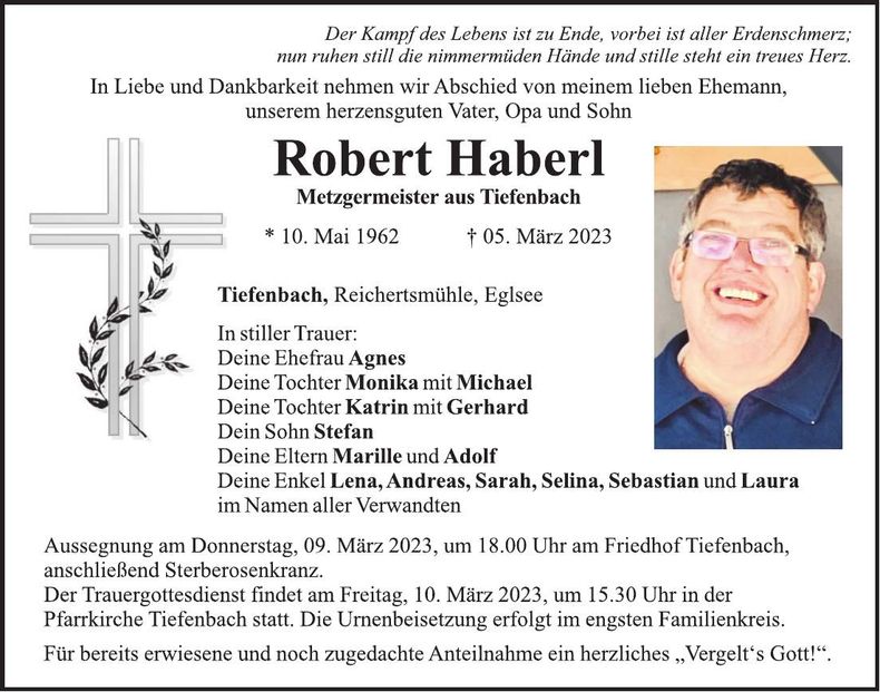 Traueranzeige Robert Haberl