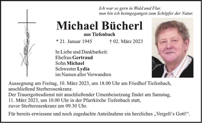 Traueranzeige Michael Bücherl