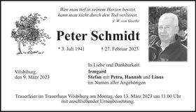 Traueranzeige Peter Schmidt