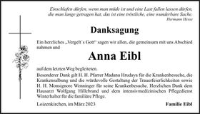 Traueranzeige Anna Eibl