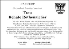 Traueranzeige Renate Rothenaicher