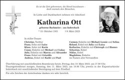 Traueranzeige Katharina Ott