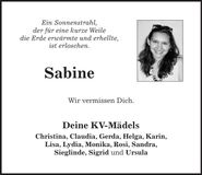 Traueranzeige Hermann Sabine