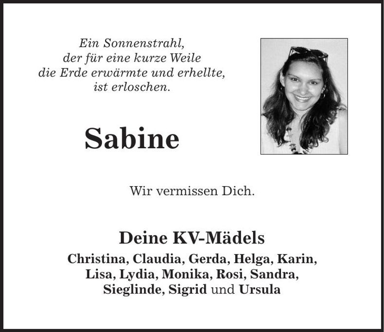 Traueranzeige Hermann Sabine