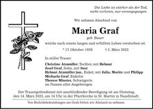 Traueranzeige Maria Graf