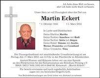 Traueranzeige Martin Eckert