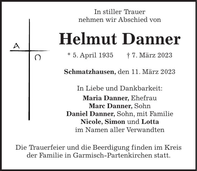 Traueranzeige Helmut Danner