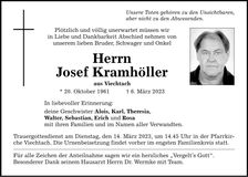 Traueranzeige Josef Kramhöller