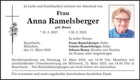 Traueranzeige Anna Ramelsberger