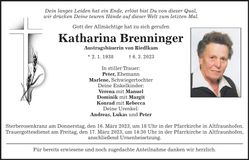 Traueranzeige Katharina Brenninger
