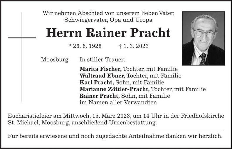 Traueranzeige Rainer Pracht