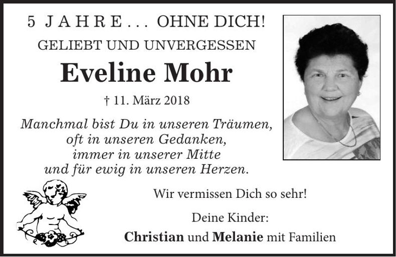 Traueranzeige Eveline Mohr