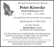 Traueranzeige Peter Kiowsky