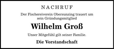 Traueranzeige Wilhelm Groß