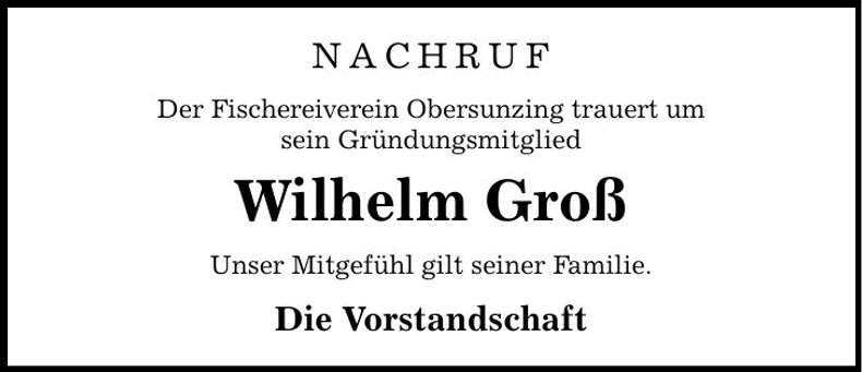 Traueranzeige Wilhelm Groß