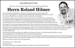 Traueranzeige Roland Hilmer