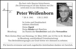Traueranzeige Peter Weißenborn