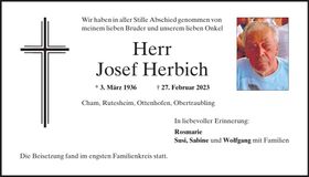 Traueranzeige Josef Herbich