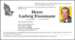 Traueranzeige Ludwig Eisenmann
