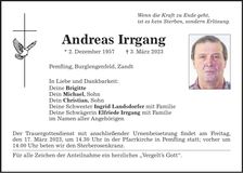 Traueranzeige Andreas Irrgang