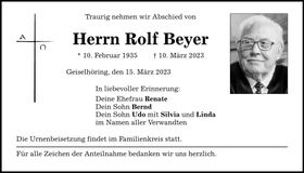 Traueranzeige Rolf Beyer