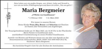 Traueranzeige Maria Bergmeier
