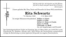 Traueranzeige Rita Schwartz