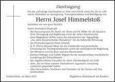 Traueranzeige Josef Himmelstoß