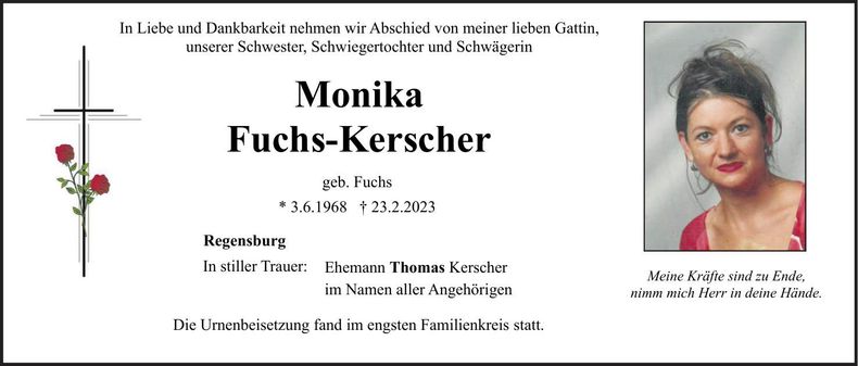 Traueranzeige Monika Fuchs-Kerscher