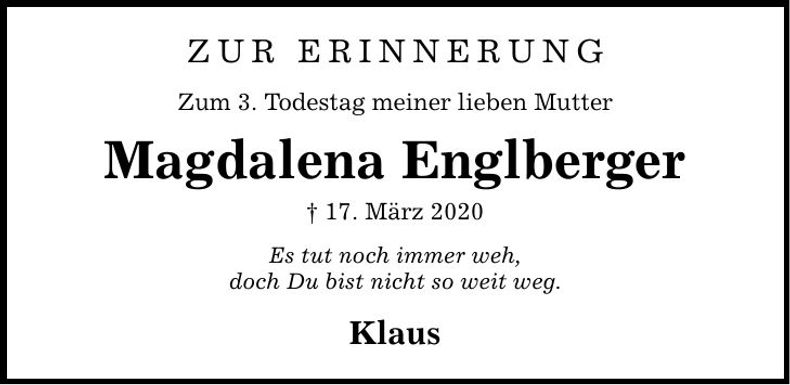 Traueranzeige Magdalena Englberger