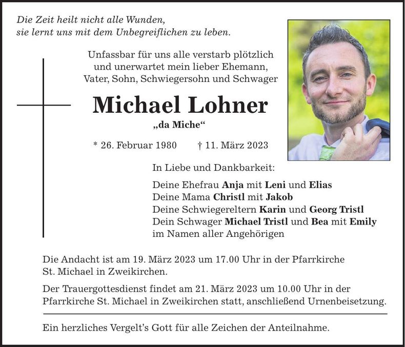 Traueranzeige Michael Lohner