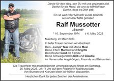 Traueranzeige Ralf Mussotter