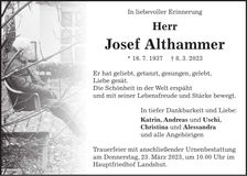 Traueranzeige Josef Althammer