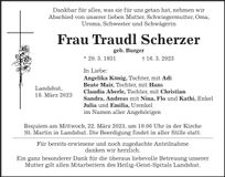 Traueranzeige Traudl Scherzer