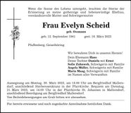 Traueranzeige Evelyn Scheid