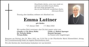 Traueranzeige Emma Luttner