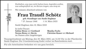 Traueranzeige Schötz Traudl