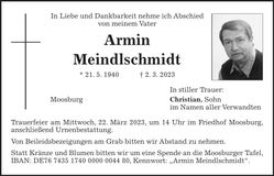 Traueranzeige Armin Meindlschmidt