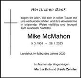 Traueranzeige Mike Mc Mahon