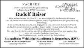 Traueranzeige Rudolf Reiser