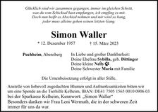 Traueranzeige Simon Waller