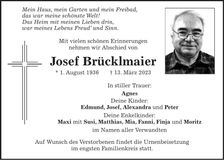 Traueranzeige Josef Brücklmaier